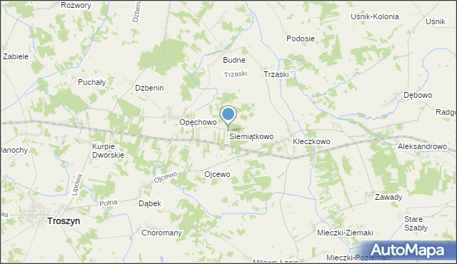mapa Siemiątkowo, Siemiątkowo gmina Troszyn na mapie Targeo