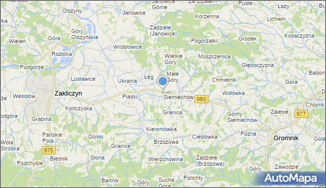 mapa Siemiechów, Siemiechów gmina Gromnik na mapie Targeo