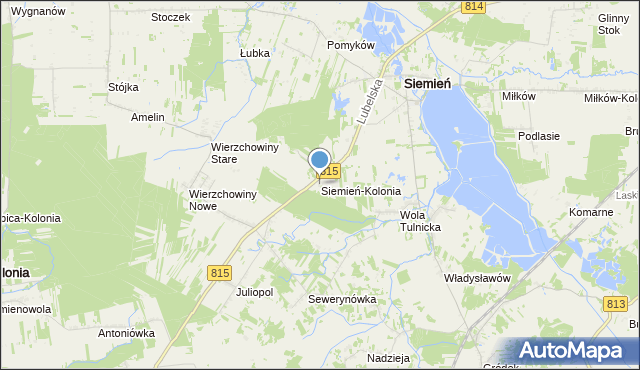 mapa Siemień-Kolonia, Siemień-Kolonia na mapie Targeo