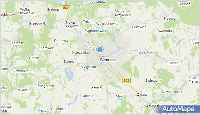 mapa Siennica, Siennica powiat miński na mapie Targeo