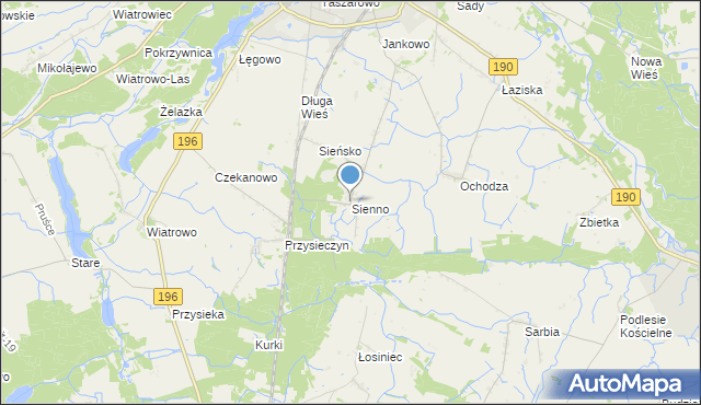 mapa Sienno, Sienno gmina Wągrowiec na mapie Targeo