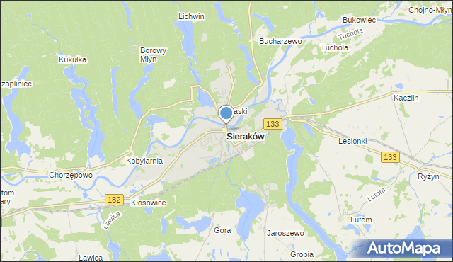 mapa Sieraków, Sieraków powiat międzychodzki na mapie Targeo