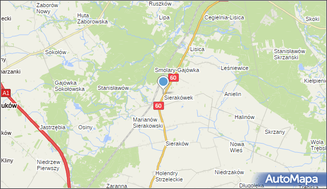 mapa Sierakówek, Sierakówek gmina Gostynin na mapie Targeo