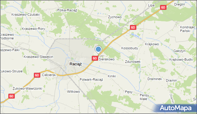 mapa Sierakowo, Sierakowo gmina Raciąż na mapie Targeo