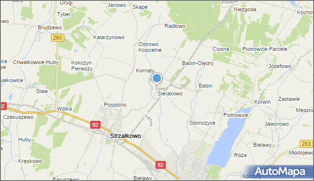 mapa Sierakowo, Sierakowo gmina Strzałkowo na mapie Targeo