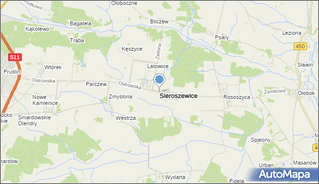 mapa Sieroszewice, Sieroszewice na mapie Targeo