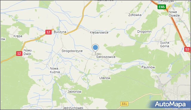 mapa Sieroszowice, Sieroszowice na mapie Targeo