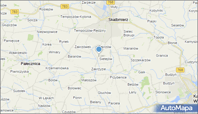 mapa Sietejów, Sietejów na mapie Targeo