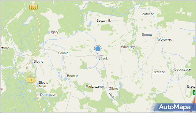 mapa Sikorki, Sikorki na mapie Targeo