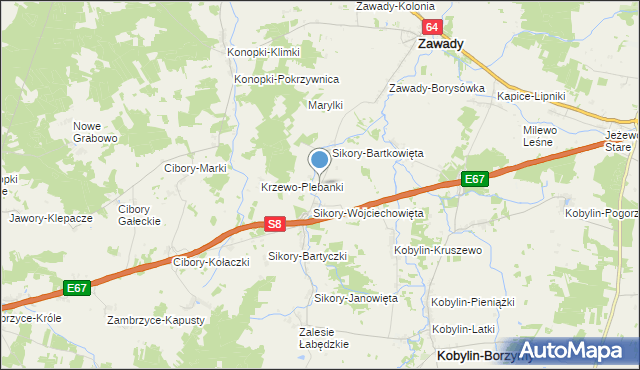 mapa Sikory-Piotrowięta, Sikory-Piotrowięta na mapie Targeo