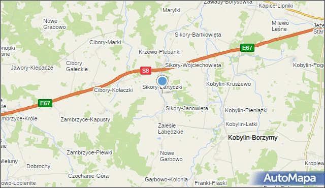 mapa Sikory-Tomkowięta, Sikory-Tomkowięta na mapie Targeo