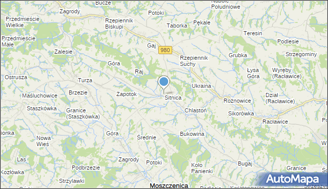 mapa Sitnica, Sitnica gmina Biecz na mapie Targeo
