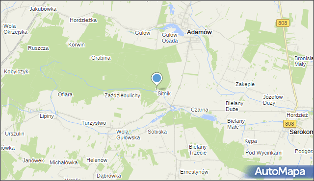 mapa Sitnik, Sitnik gmina Adamów na mapie Targeo