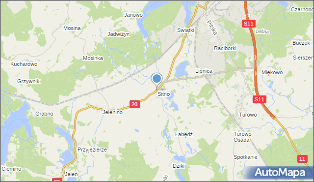 mapa Sitno, Sitno gmina Szczecinek na mapie Targeo