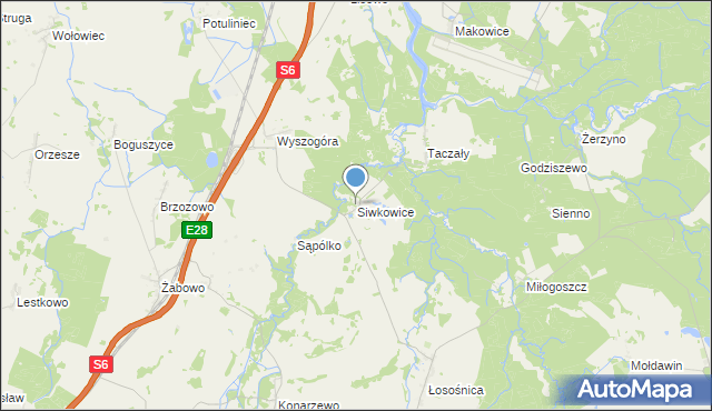 mapa Siwkowice, Siwkowice na mapie Targeo