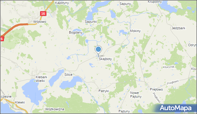 mapa Skajboty, Skajboty na mapie Targeo