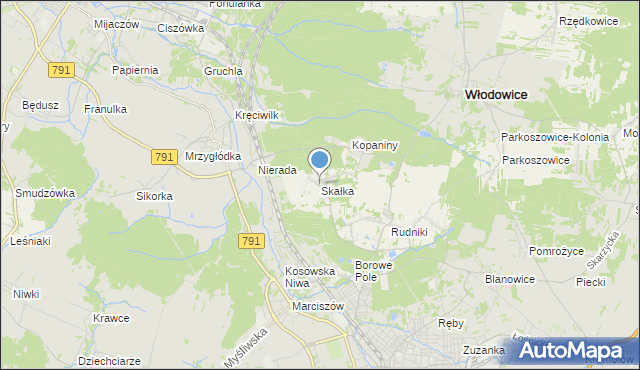 mapa Skałka, Skałka gmina Włodowice na mapie Targeo