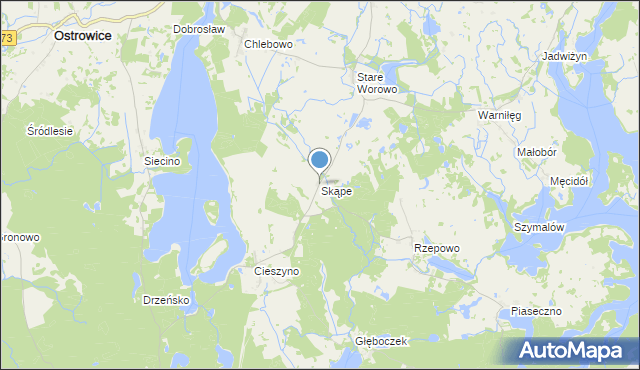 mapa Skąpe, Skąpe gmina Złocieniec na mapie Targeo