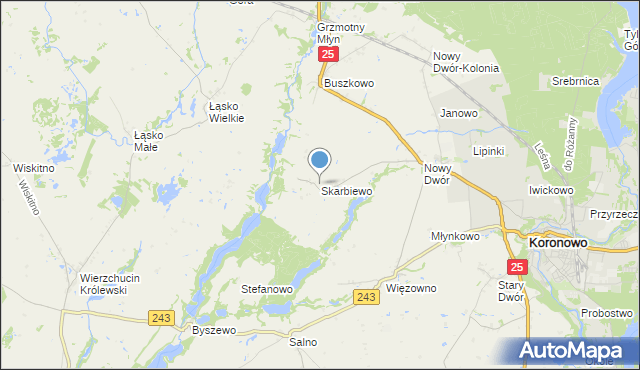 mapa Skarbiewo, Skarbiewo na mapie Targeo