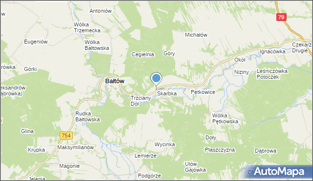 mapa Skarbka, Skarbka na mapie Targeo