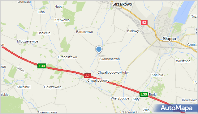 mapa Skarboszewo, Skarboszewo gmina Strzałkowo na mapie Targeo