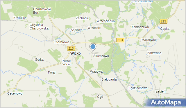 mapa Skarszewo, Skarszewo gmina Wicko na mapie Targeo