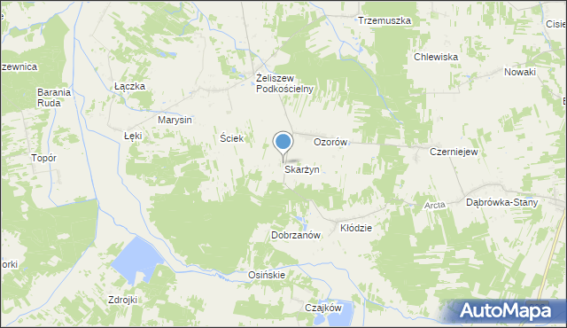 mapa Skarżyn, Skarżyn gmina Skórzec na mapie Targeo