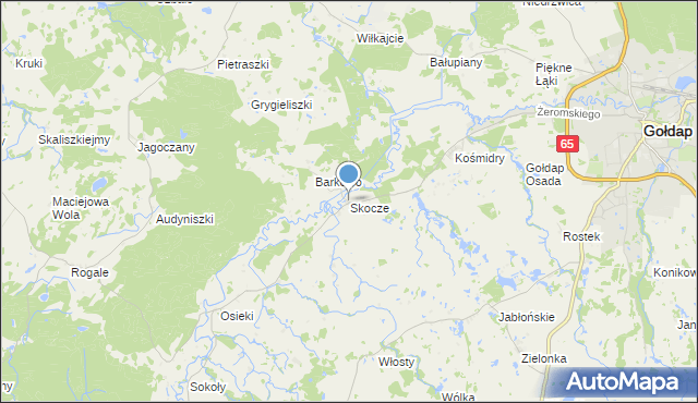 mapa Skocze, Skocze gmina Gołdap na mapie Targeo