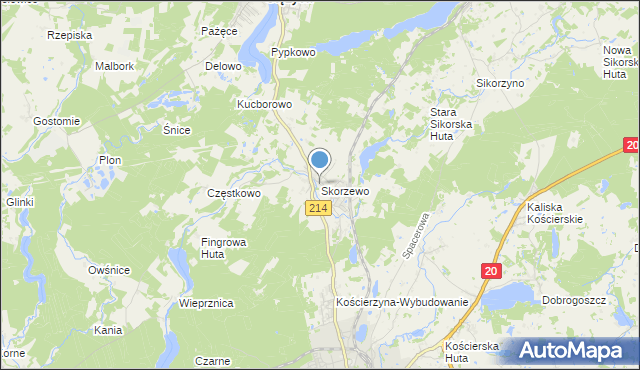 mapa Skorzewo, Skorzewo na mapie Targeo