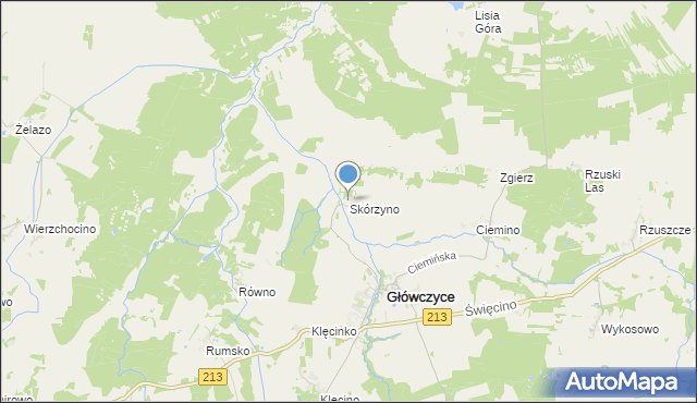 mapa Skórzyno, Skórzyno na mapie Targeo