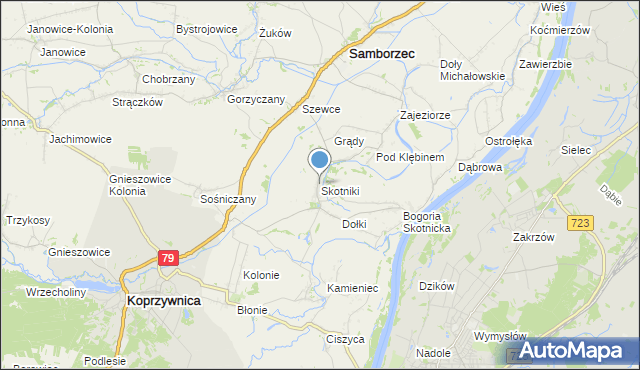 mapa Skotniki, Skotniki gmina Samborzec na mapie Targeo