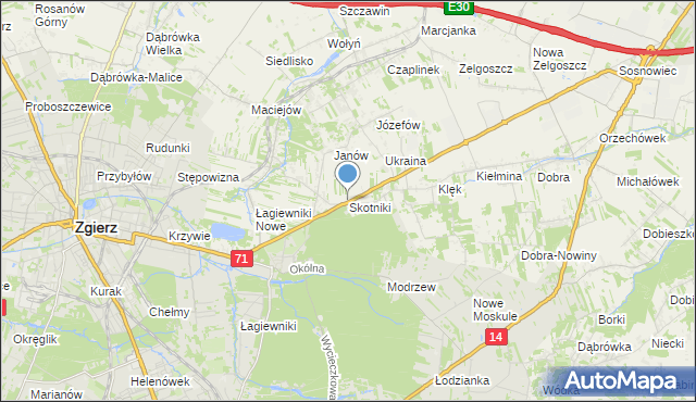 mapa Skotniki, Skotniki gmina Zgierz na mapie Targeo