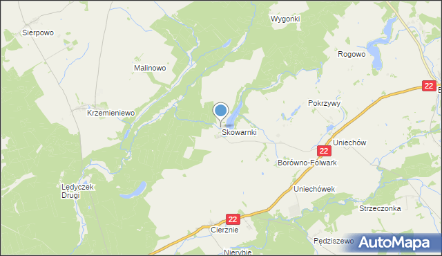 mapa Skowarnki, Skowarnki na mapie Targeo