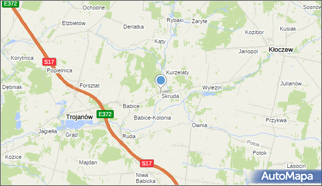 mapa Skruda, Skruda gmina Trojanów na mapie Targeo