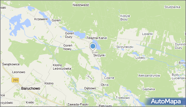 mapa Skrzynki, Skrzynki gmina Baruchowo na mapie Targeo