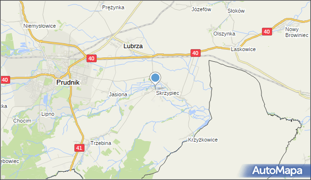 mapa Skrzypiec, Skrzypiec gmina Lubrza na mapie Targeo