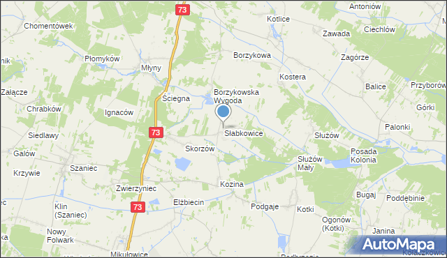 mapa Słabkowice, Słabkowice na mapie Targeo