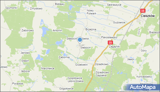 mapa Słabocin, Słabocin na mapie Targeo