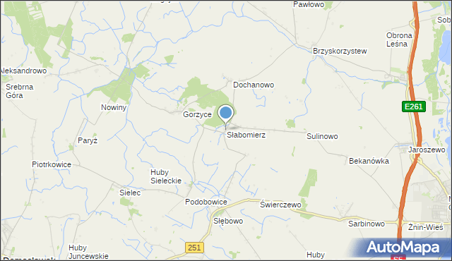 mapa Słabomierz, Słabomierz gmina Żnin na mapie Targeo