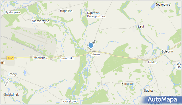 mapa Sława, Sława gmina Świdwin na mapie Targeo