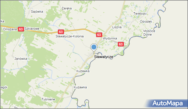 mapa Sławatycze, Sławatycze na mapie Targeo