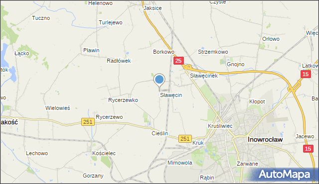 mapa Sławęcin, Sławęcin gmina Inowrocław na mapie Targeo