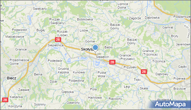 mapa Sławęcin, Sławęcin gmina Skołyszyn na mapie Targeo