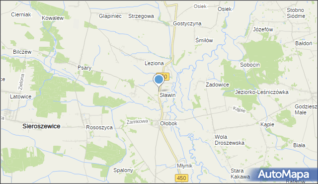 mapa Sławin, Sławin na mapie Targeo