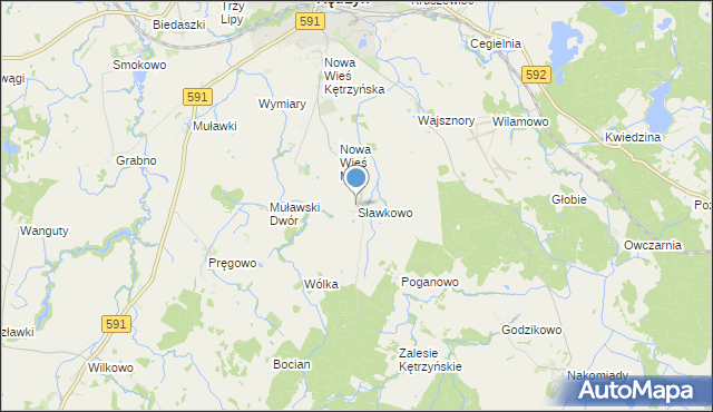 mapa Sławkowo, Sławkowo gmina Kętrzyn na mapie Targeo