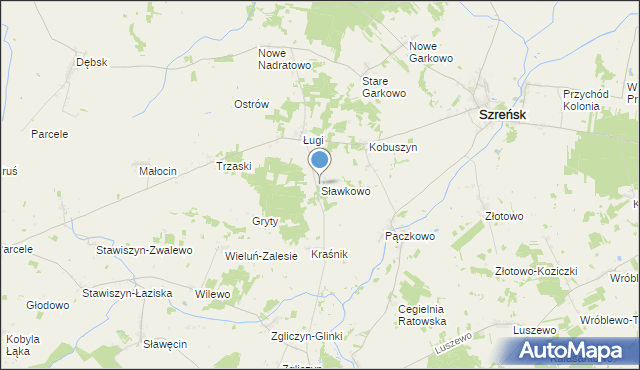 mapa Sławkowo, Sławkowo gmina Szreńsk na mapie Targeo