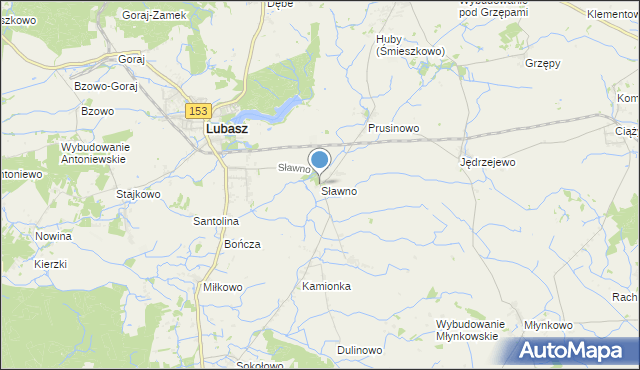 mapa Sławno, Sławno gmina Lubasz na mapie Targeo