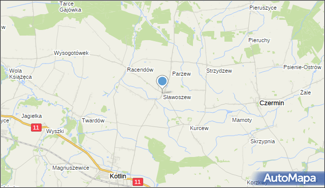 mapa Sławoszew, Sławoszew na mapie Targeo