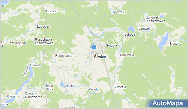 mapa Śliwice, Śliwice powiat tucholski na mapie Targeo