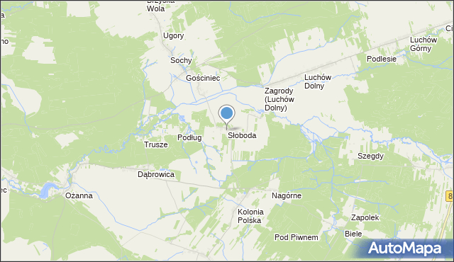 mapa Słoboda, Słoboda gmina Kuryłówka na mapie Targeo